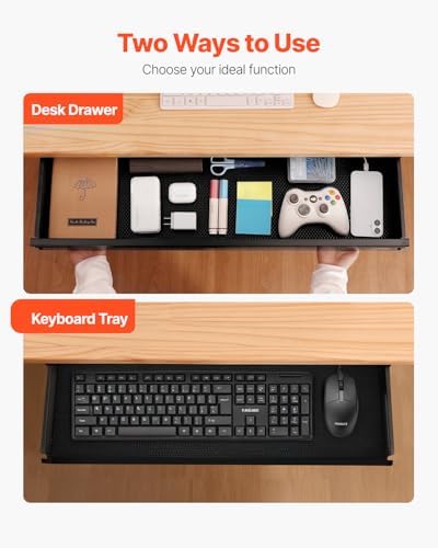 vevor under desk drawer slide out, 33inch under, side view