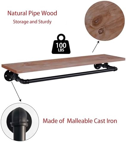 clothes rack 36in, wall mounted garment rack with, close-up detail