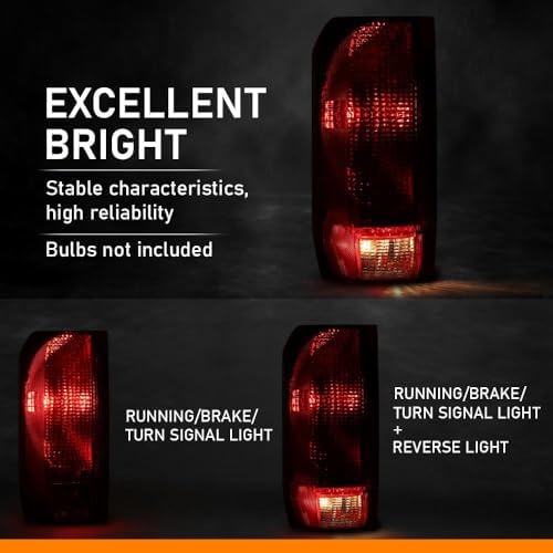 G-PLUS Tail Lights Compatible with Ford Bronco/F150 1990-1996/Fit Ford F250 F350 1990-1997,E9TZ13405C E9TZ13404C, Rear Brake Lamps Assembly w/o Blubs Driver and Passenger Side