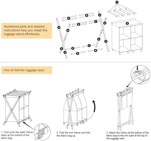 aboxoo luggage rack with storage, guest room folding, package contents