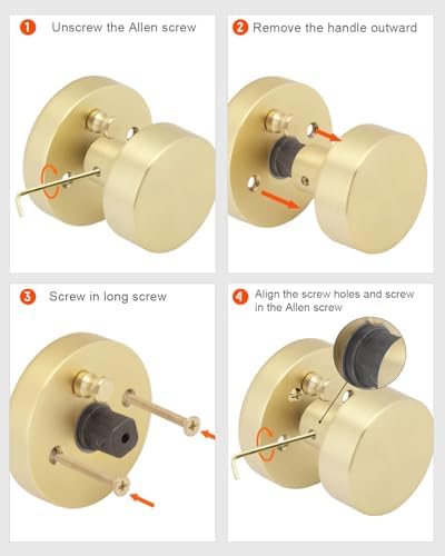 haidms brushed gold door knob interior privacy door, view 9