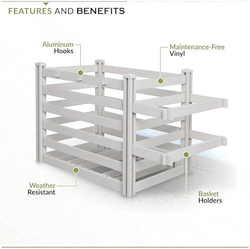 zippity freestanding poolside organizer, white vinyl, close-up detail