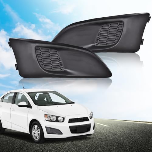 PIT66 Front Bumper Grille Set Fit Chevy Sonic 2012-2016 Black GM1036139 | Upper & Lower Grille with Fog Light Covers, Fits Chevy Sonic 2012-2016, Front Bumper Replacement, Replaces 95215846, 95227395