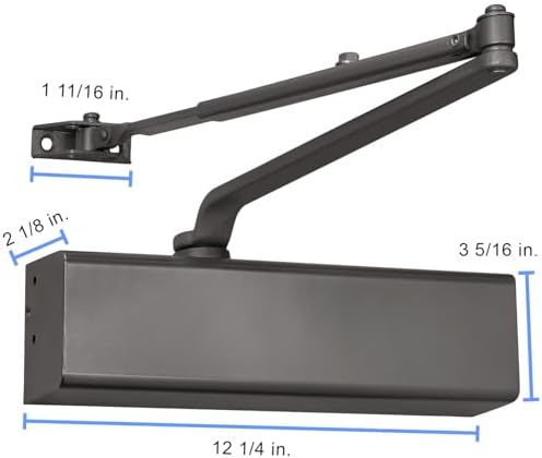 lawrence heavy duty door closer commercial grade 1, front angle view