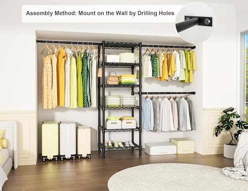 ulif m5 wall mounted clothes garment rack, heavy shown in use