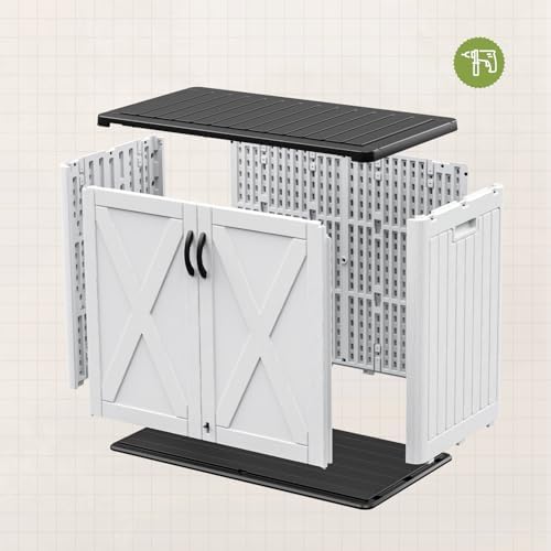 patiowell 26 cu.ft resin outdoor storage cabinet with on a desk or shelf