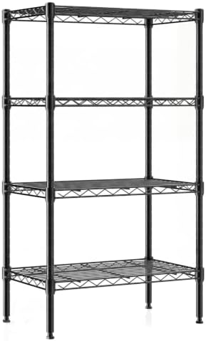 dumos 4-tier metal storage shelves, shelving unit, storage, front angle view