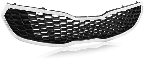 PIT66 Front Upper Bumper Grille Assembly Compatible with Kia Forte SX/EX/LX 2014-2016 Replacement KI1200156, 86350A7500, 86350-A7500 Chrome & Black