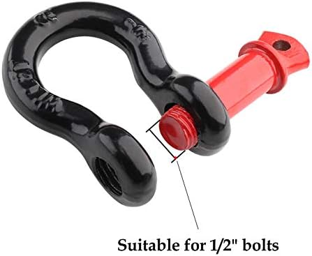 2Pcs 1/2 Inch D Ring Shackle, D Shackle Rugged 12 Ton(26,455 lbs) Maximum Break Strength, 2 Ton (4409 Lbs) Capacity