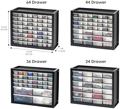 iris usa 44-drawer small parts storage cabinet, crafts, side view