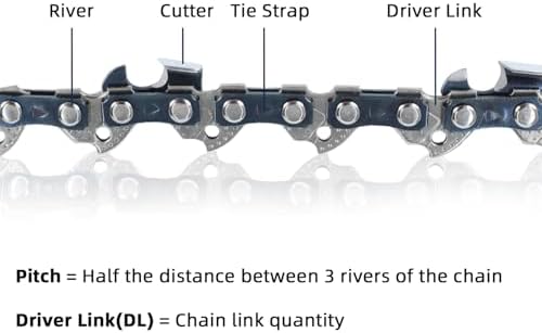 chainsaw chain 16 inch 3/8" lp pitch .043", close-up detail