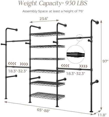 closet organizers and storage, 3-row heavy duty garment shown in use