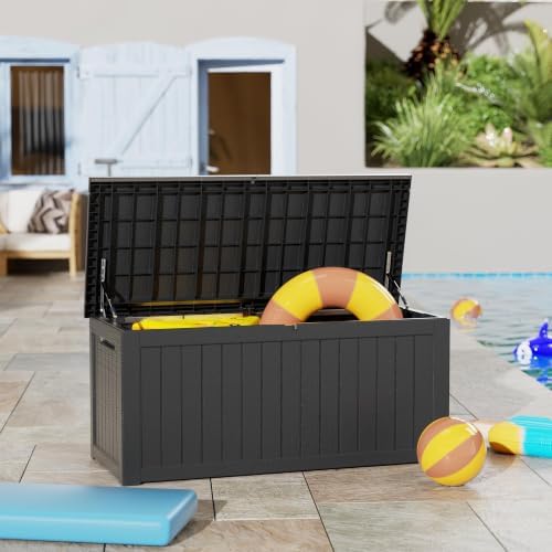 outdoor storage box 275gal waterproof resin deck box,pool, close-up detail