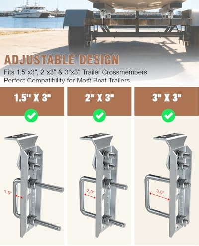 boat trailer bunk brackets 4 pack galvanized bunks, close-up detail