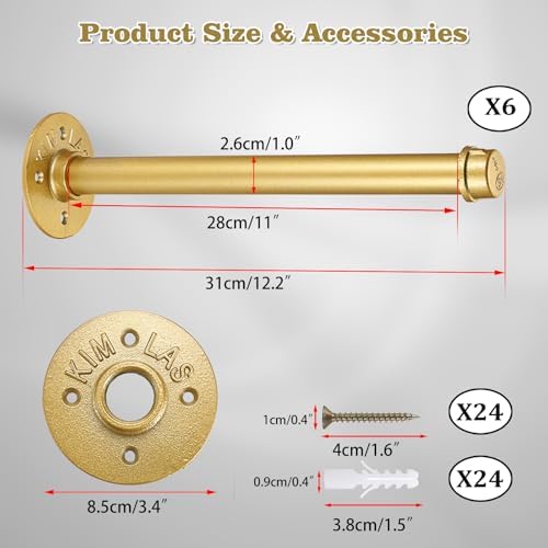 btsky 6 pack clothes rack with screws, 12, close-up detail