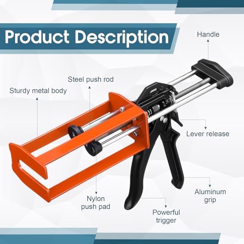 relaxweex 1 pcs epoxy gun dual component caulking showing dimensions