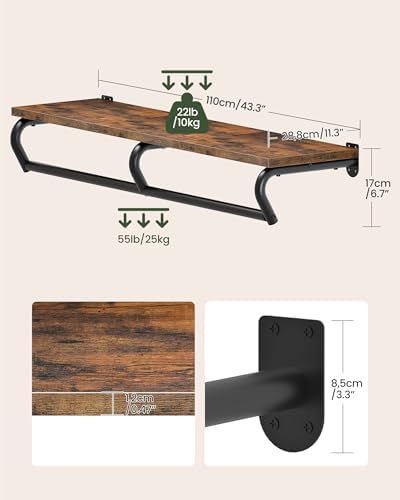 choezon wall mounted clothes rack, metal garment rack, side view