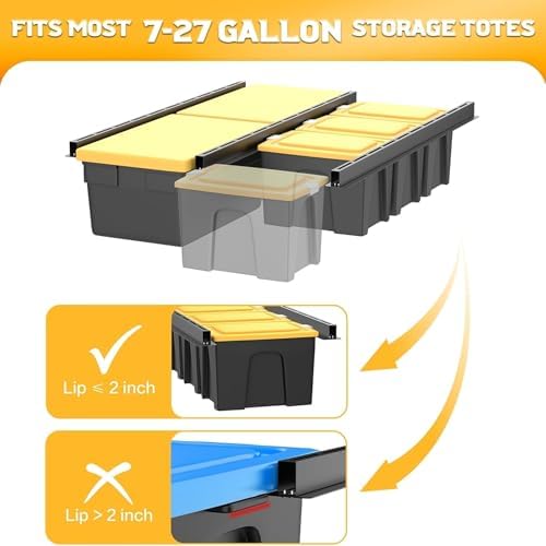 walmann overhead tote storage rails system, garage ceiling, close-up detail