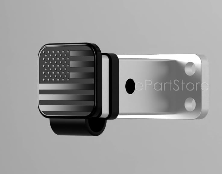 American Flag Trailer Hitch Cover Plug with Retention Ring – Black Aluminum 2 Inch Hitch Receiver Cover Insert for Trucks, SUVs & Jeeps