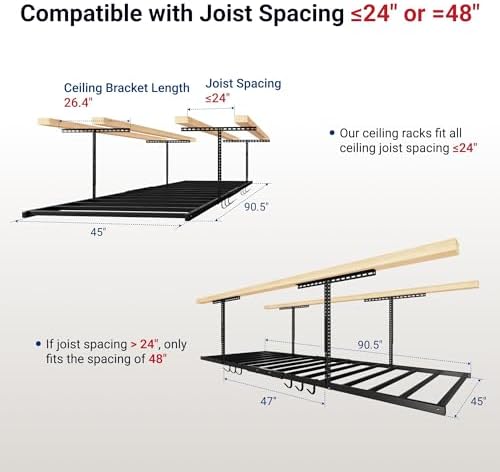 fleximounts 4x8 overhead garage ceiling storage rack with, close-up detail