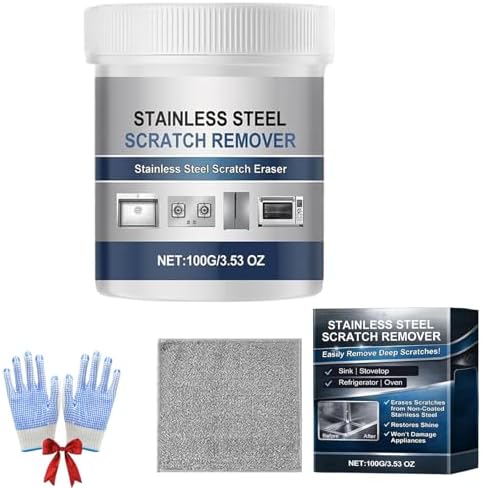 Stainless Steel Scratch Remover Kit, 100g All-Purpose Polishing Repair Restorer Rust Remover, Multi-Purpose Scratch Removers Paste for Kitchen Fridge Stove Appliances Restoration Maintenance (1 PCS)