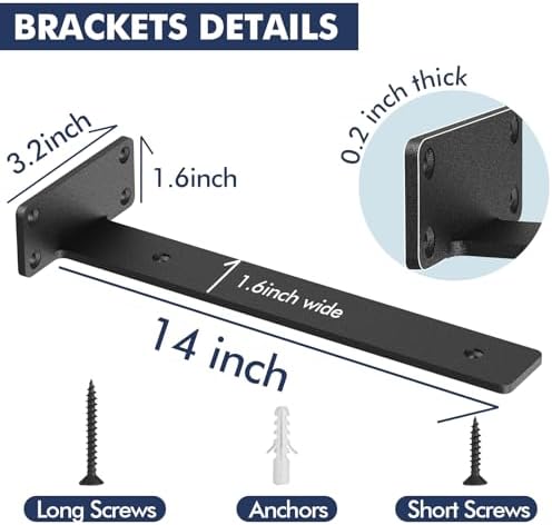 starunder 14 inch floating shelf brackets,4 pack l‑shape, package contents