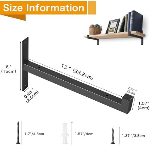ezydecor 6 pcs heavy duty shelf brackets 13, close-up detail