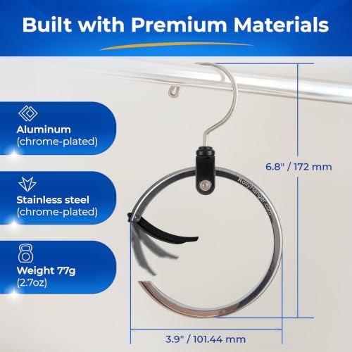 rolly hanger® premium closet organizer, rotating aluminum ring, close-up detail
