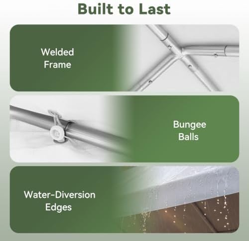 aoxun 10x20 ft heavy duty carport, adjustable height, view 9
