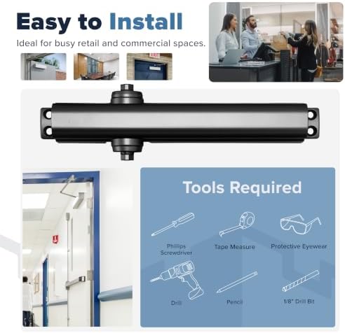 commercial door closer – black heavy duty grade, package contents