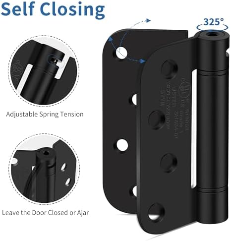 4 inch self closing door hinges, 5/8" radius, side view