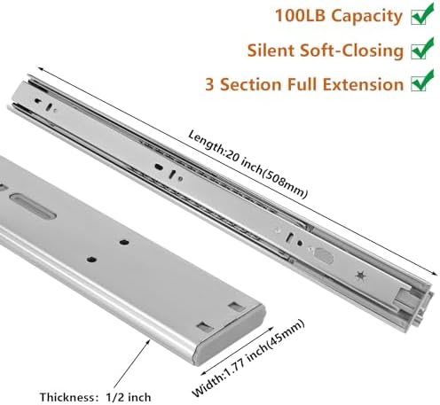lontan 10 pairs soft close drawer slides 20 shown in use