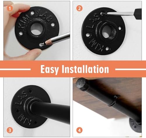 industrial pipe shelf brackets, 12-pack heavy duty floating, side view