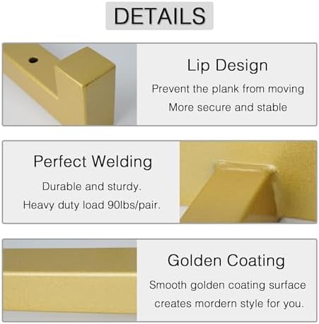 ovov 6 pack 10 inch gold shelf brackets shown in use