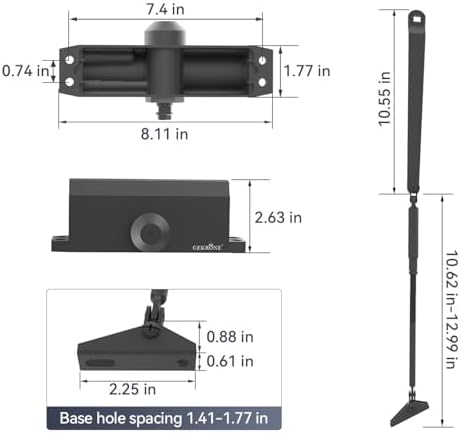 automatic door closer heavy duty fire prevention spring, front angle view