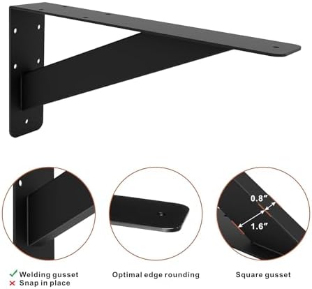 wdwlbsm 2pcs shelf bracket heavy duty 12 inch, close-up detail