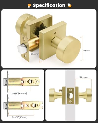 gobrico brushed gold privacy interior door knobs with, side view