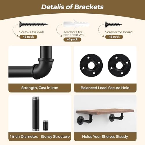 industrial l pipe shelf brackets for 7-14 in, front angle view