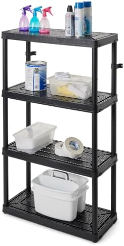 gracious living 4-shelf fixed-height medium-duty storage, black, 2-pack, front angle view