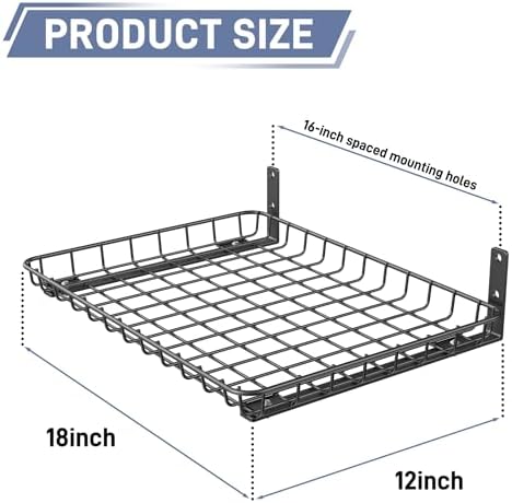 walmann garage 12x18 inch wall shelf, wall-mounted storage, close-up detail