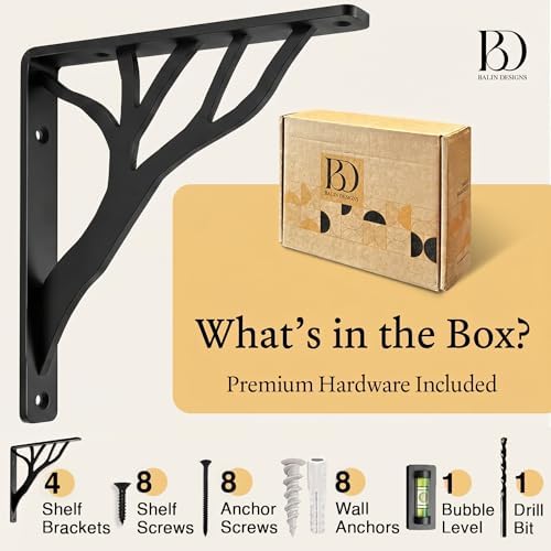 rustic tree black heavy duty shelf brackets 10, close-up detail