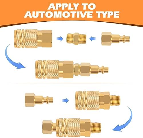 industrial air coupling,1/4" npt plug and air hose showing dimensions