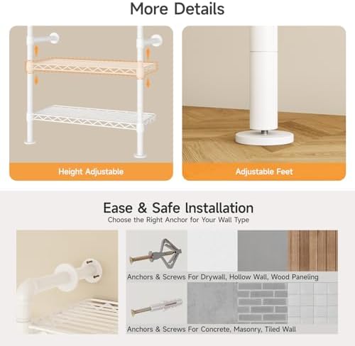 onbrill l7 wall mounted industrial pipe clothing rack, front angle view