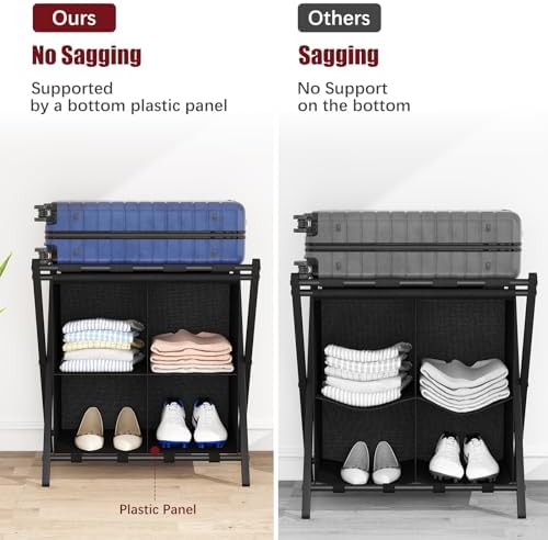 aboxoo luggage rack with storage, guest room folding, side view