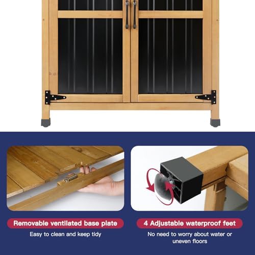 wood & metal outdoor storage cabinet with waterproof on a desk or shelf