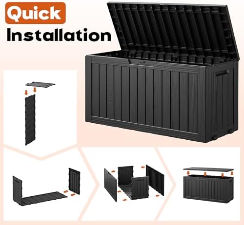 outdoor storage box, resin deck boxes indoor and on a desk or shelf