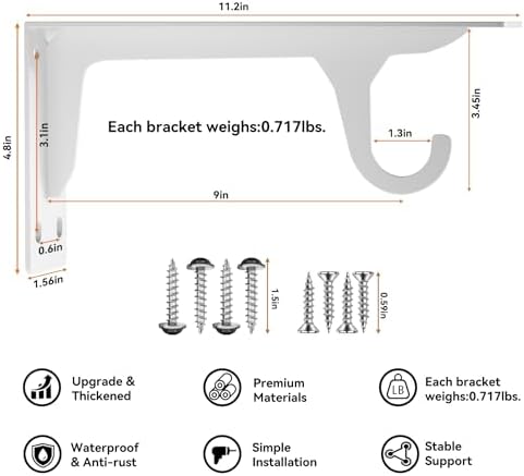 4.8 inch heavy duty closet rod bracket support shown in use