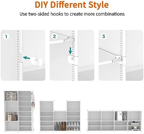 awtatos 6 cube closet organizer storage shelves, white, front angle view