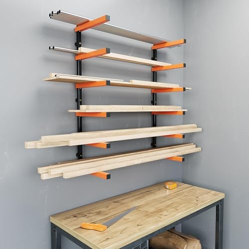 ecotric lumber rack wall mount wood organizer lumber shown in use