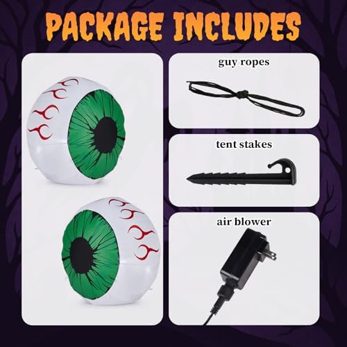 Outvita 2 Packs Halloween Inflatables Set of Lighted Eyes Decoration, 3Ft Blo...